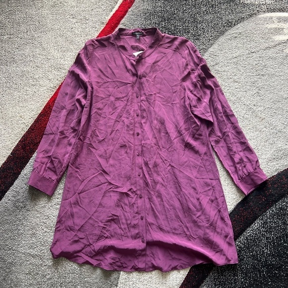 Eileen Fisher Pomegranate Mandarin Tunic Shirt - Picture 1 of 5